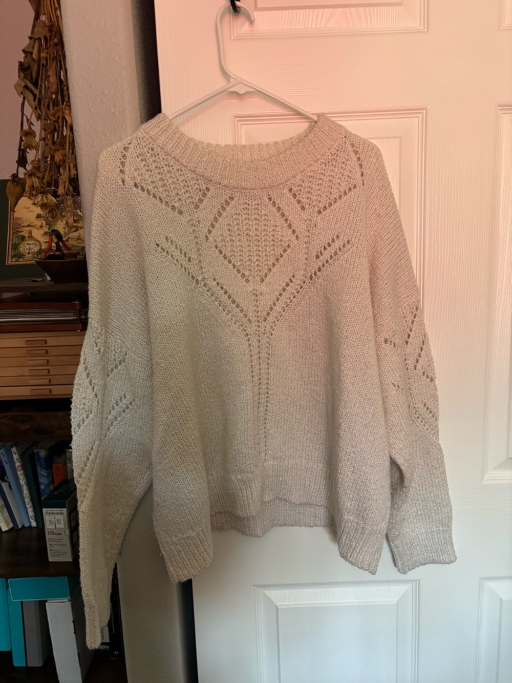 Old Navy Cream Open-Knit Crewneck Sweater